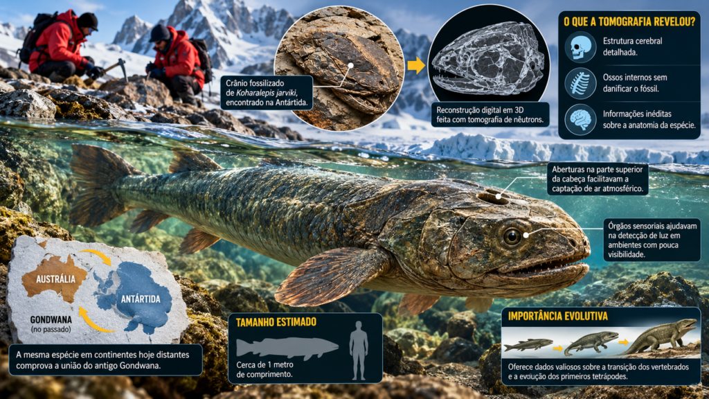 Fóssil de 380 milhões de anos encontrado na Antártida revela detalhes impressionantes sobre um peixe que pode ajudar a explicar a origem dos vertebrados terrestres