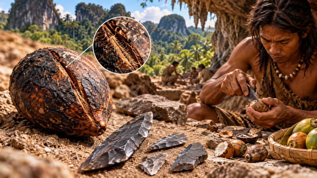 Arqueólogos encontram noz de 3.400 anos com um corte misterioso e revelam como humanos pré-históricos preparavam alimentos usando lâminas de pedra