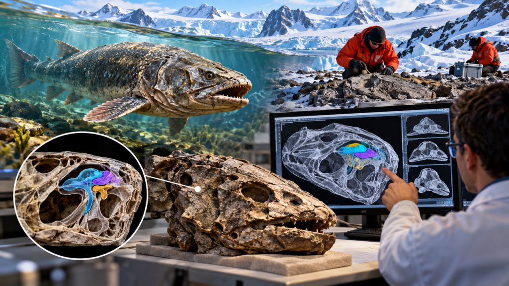 Fóssil de 380 milhões de anos encontrado na Antártida revela detalhes impressionantes sobre um peixe que pode ajudar a explicar a origem dos vertebrados terrestres