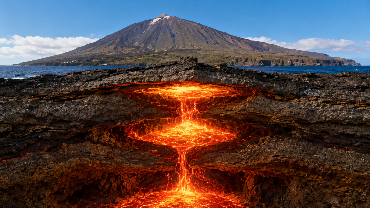 Estudo revela grande reservatório de magma sob Tenerife e cria primeira imagem 3D de dezenas de quilômetros abaixo do Monte Teide