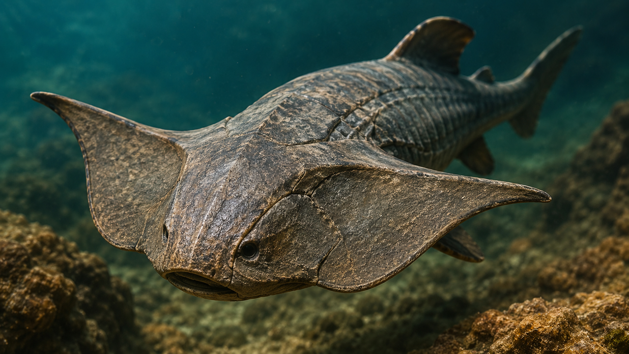 Fóssil de peixe de 400 milhões de anos revela como sua estranha cabeça em forma de asa ajudava na locomoção