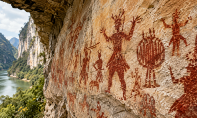 Pinturas rupestres de Huashan preservaram sangue humano por 2.000 anos graças a uma mistura de cal e argila na China