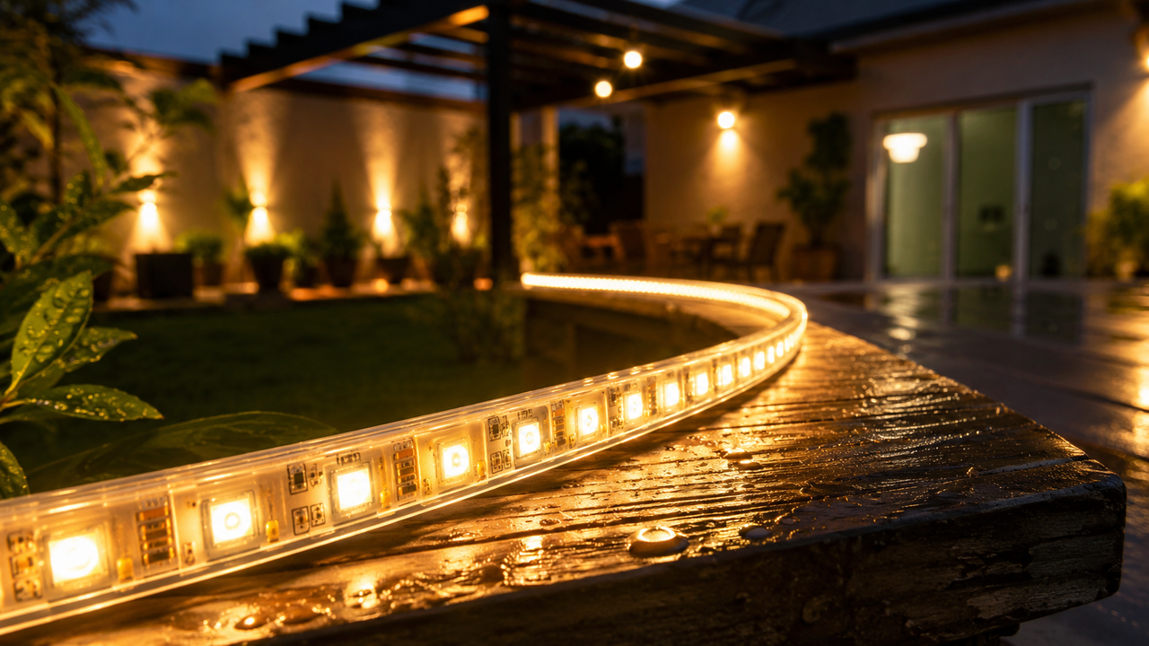 Morador coloca fitas de LED na área externa para iluminar o ambiente e descobre o que fazer para aumentar a durabilidade do material
