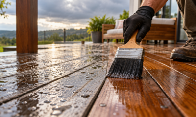 Especialista em madeira mostra como proteger decks externos contra chuva usando stain nas fibras para reduzir rachaduras e desgaste causado pelo clima