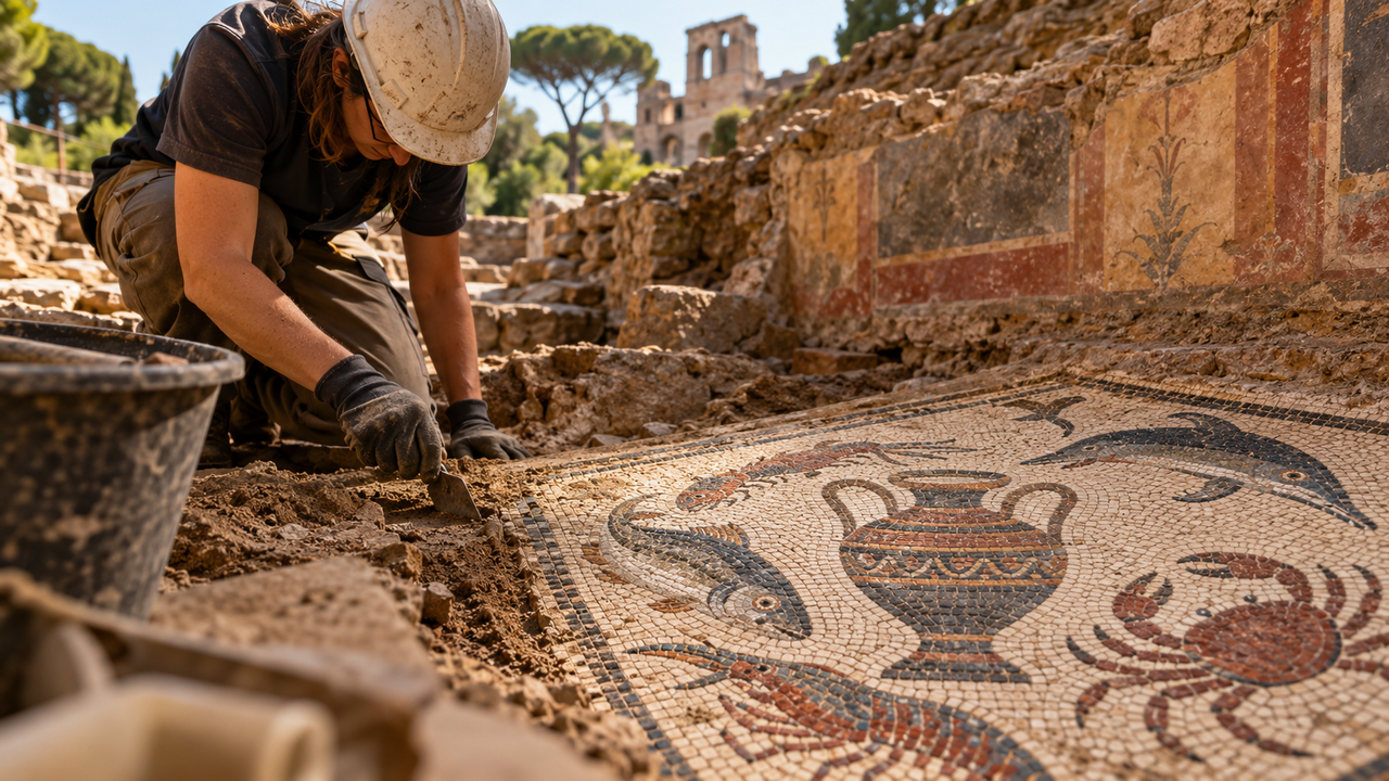 Uma obra no parque Villa Celimontana revelou oito salas com afrescos e mosaicos do século II, além de pistas sobre um possível quartel dos vigiles romanos