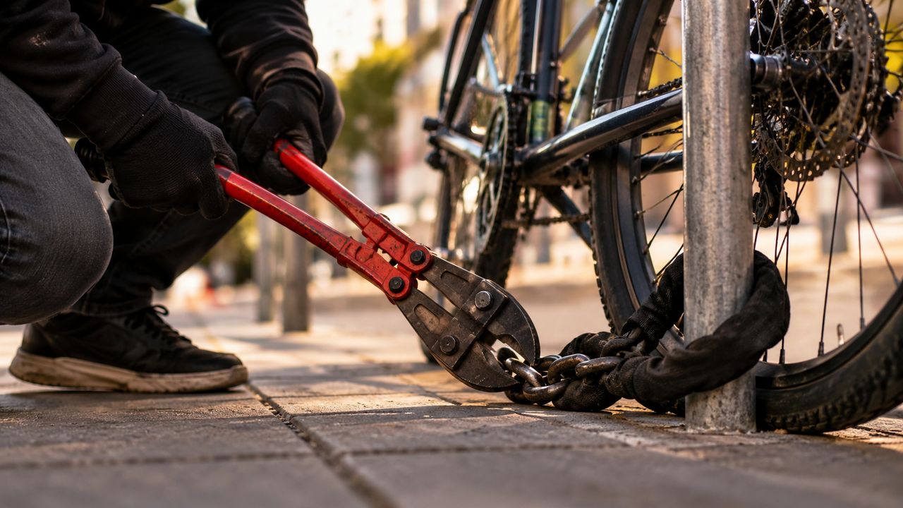 Você usa uma corrente pesada contra roubo de bicicleta, mas dessa forma você realmente ajuda o ladrão