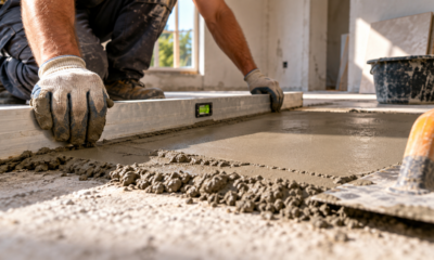 Mestre de obras mostra como corrigir piso irregular usando argamassa de reparo e técnica de nivelamento para preparar a superfície antes do revestimento