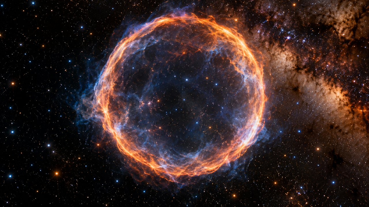 O radiotelescópio ASKAP identificou Teleios, uma estrutura de rádio quase perfeitamente circular na Via Láctea que pode ser um raro remanescente de supernova