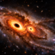 Astrônomos identificaram três buracos negros supermassivos ativos na galáxia J0148-4214, observada quando o Universo tinha apenas 1,2 bilhão de anos de existência