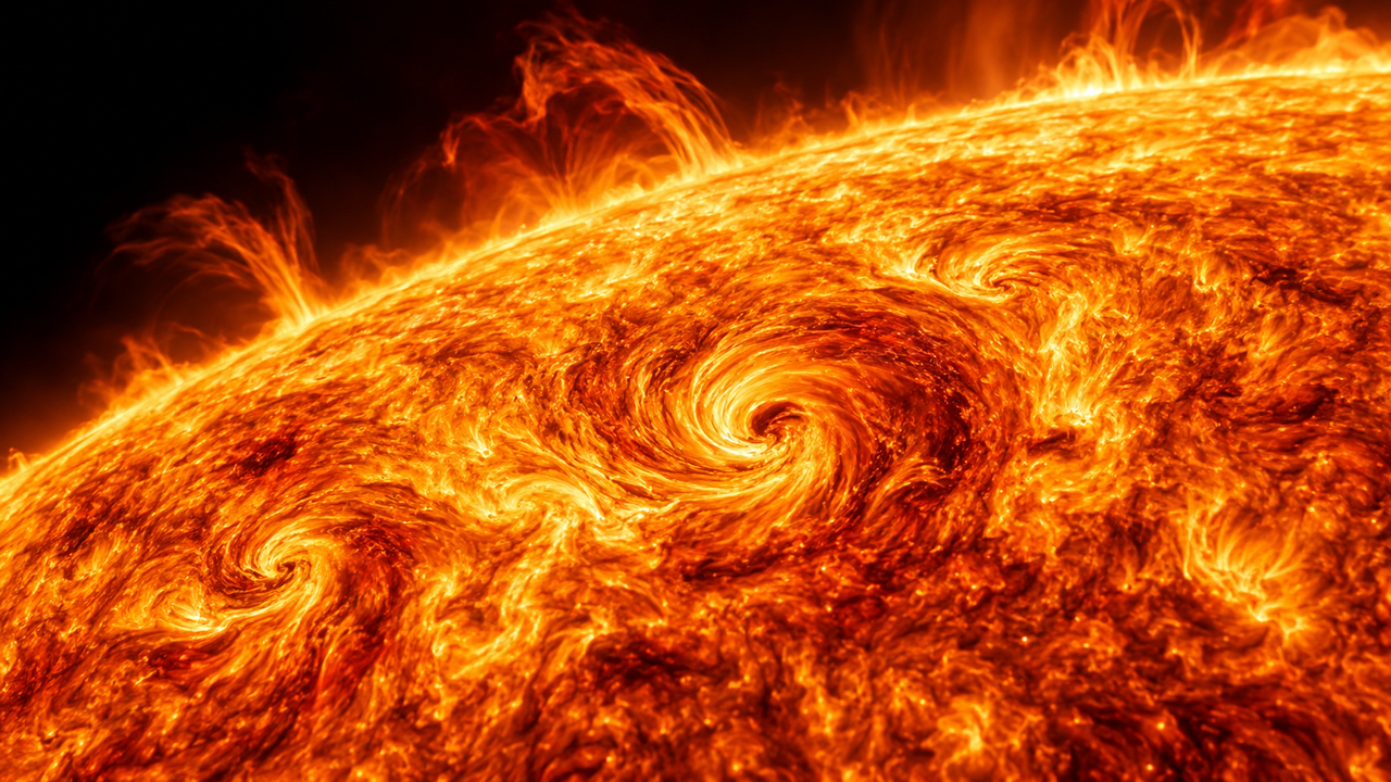 O telescópio Daniel K. Inouye registrou vórtices de plasma na fotosfera solar. Os dados revelam como a turbulência influencia a dinâmica e o campo magnético do Sol