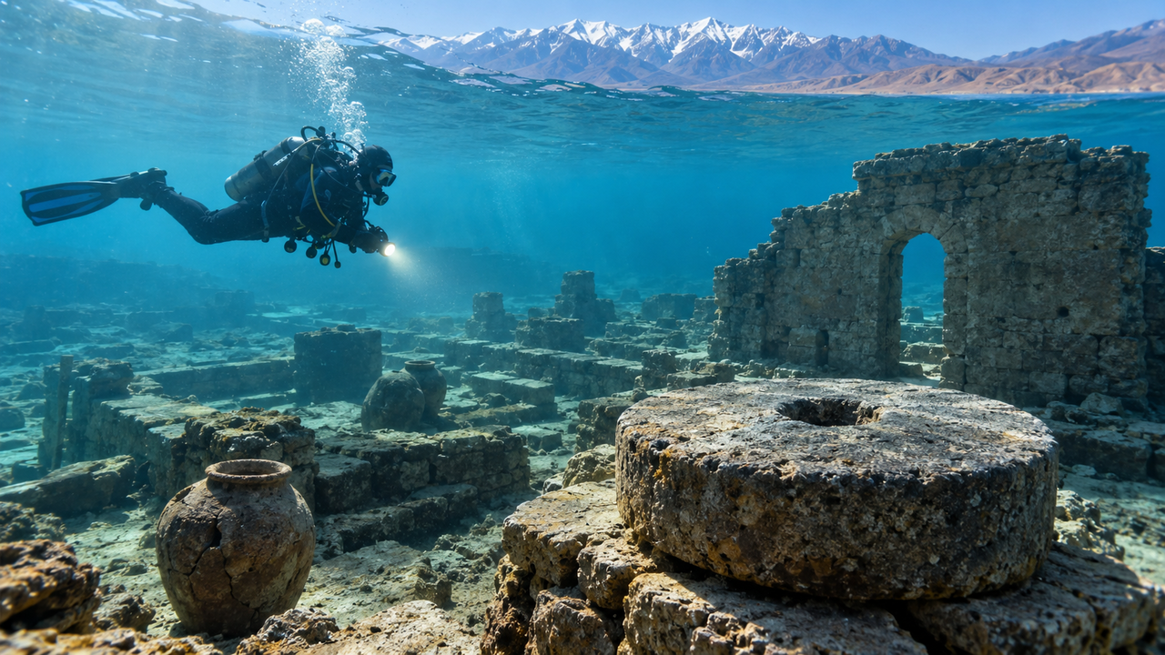 Uma cidade medieval perdida há cerca de 600 anos foi encontrada sob o Lago Issyk-Kul, no Quirguistão, com ruínas que revelam sua ligação com a Rota da Seda