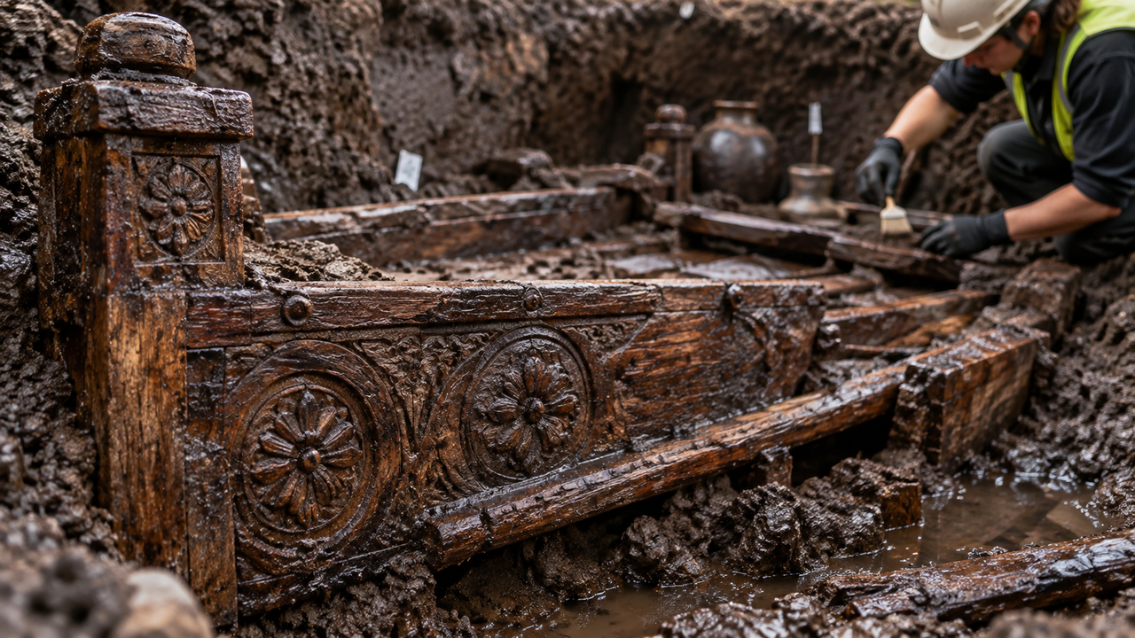 Arqueólogos desenterram um estranho leito de sepultamento romano em Londres, preparado para "a vida após a morte" e preservado intacto por quase 2.000 anos