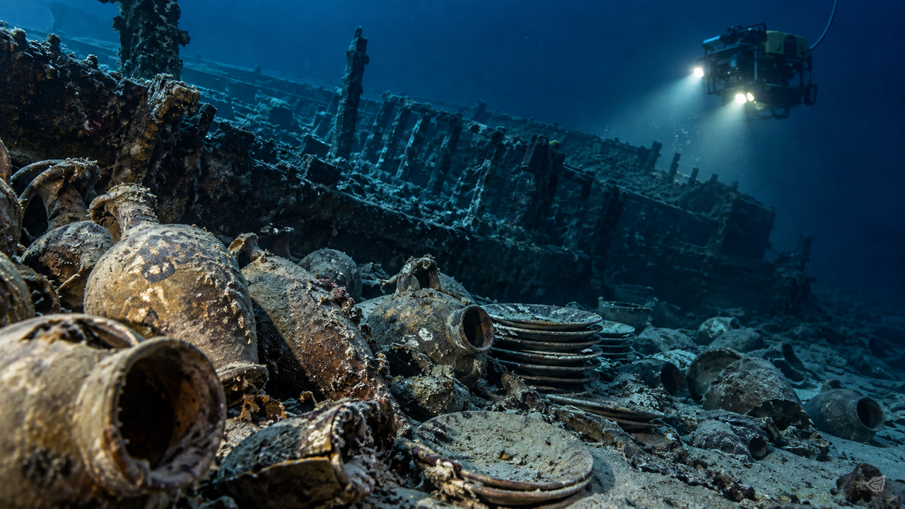 Um naufrágio de cerca de 500 anos foi encontrado a mais de 2.500 metros de profundidade no Mediterrâneo. Cerâmicas do século XVI estão preservadas no local