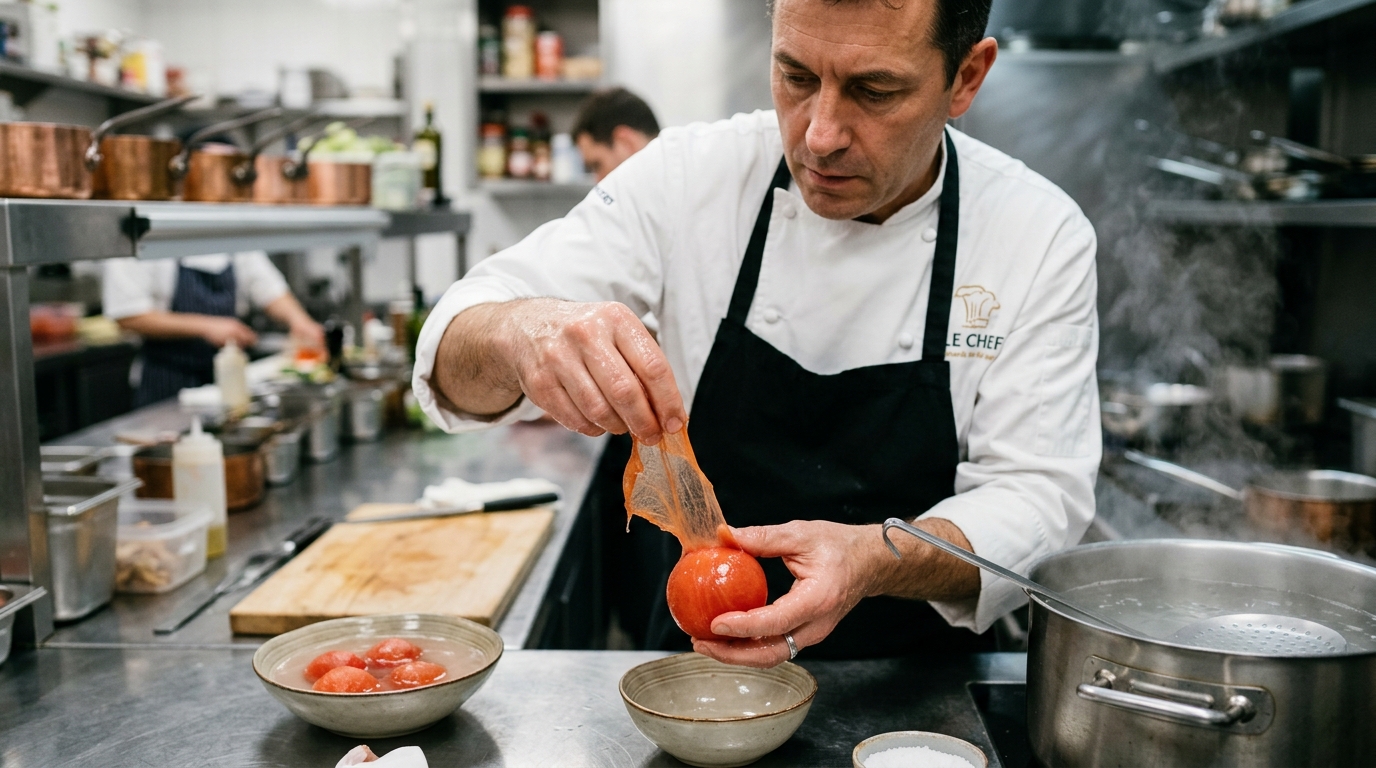 Chef Michelin ensina a descascar tomates em segundos: o truque de água e corte que evita desperdício e queima na cozinha de casa