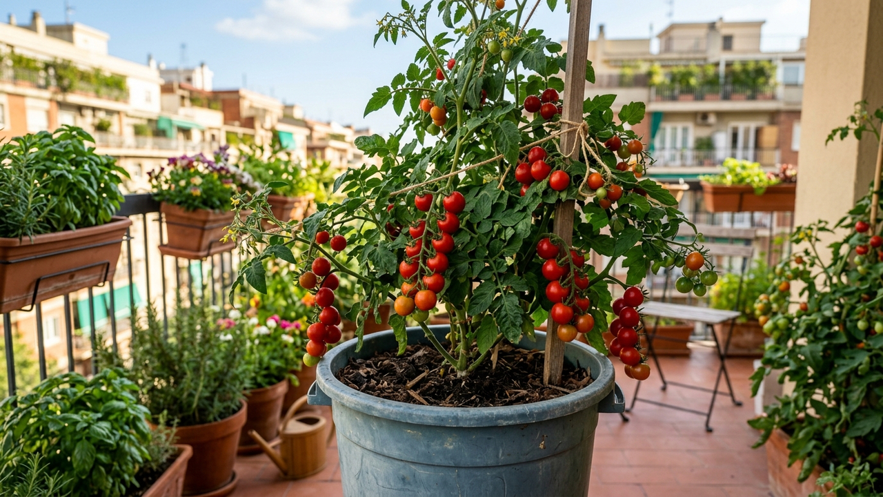 Como plantar tomate-cereja em balde plástico na varanda: o guia simples de cultivo para colher cachos docinhos e frescos em apartamento