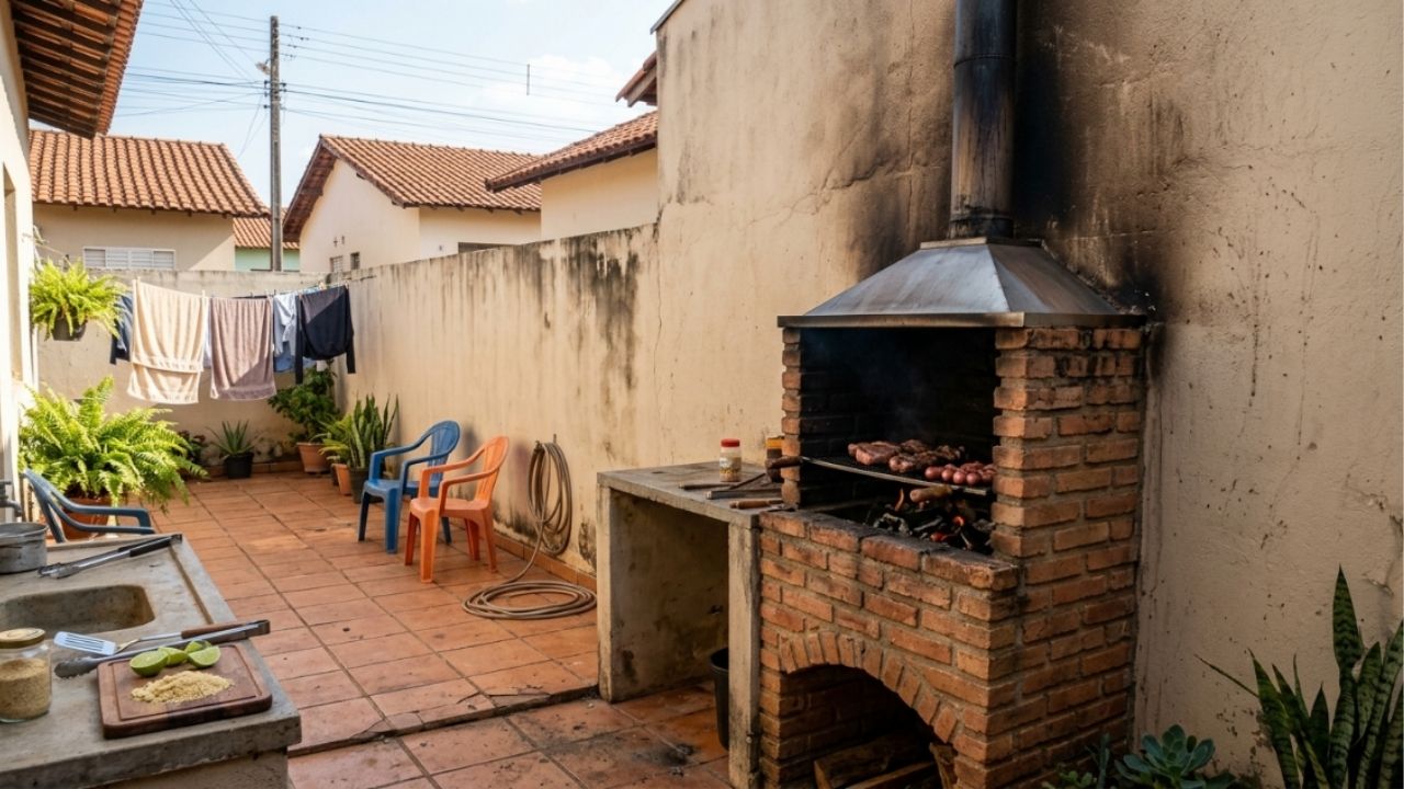 Vizinho constrói churrasqueira colada ao muro divisório e proprietário descobre o que diz a lei sobre distância mínima