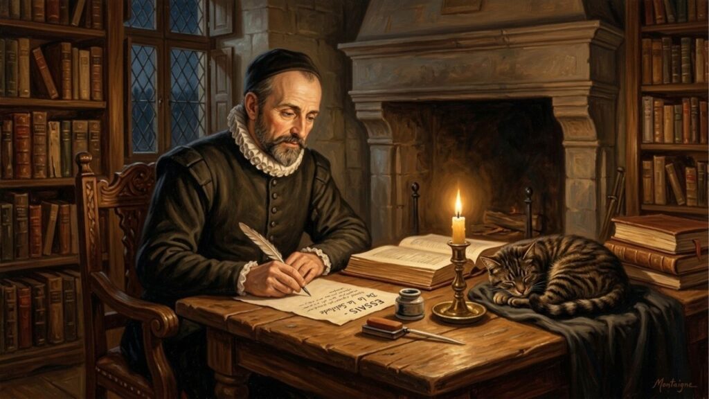 Citação do dia de Montaigne: "Quando brinco com minha gata, quem sabe se ela não se diverte mais comigo do que eu…" — a reflexão do século 16 sobre bichos, humildade e o jeito como olhamos os animais