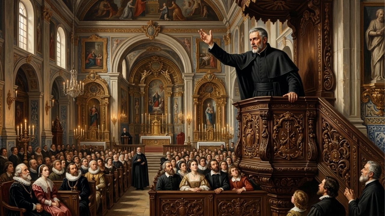 Citação do dia de Padre Antônio Vieira: "Para falar ao vento, bastam palavras; para falar ao coração, são necessárias…" — a frase de um sermão de 1655 sobre a distância entre o que se diz e o que se faz