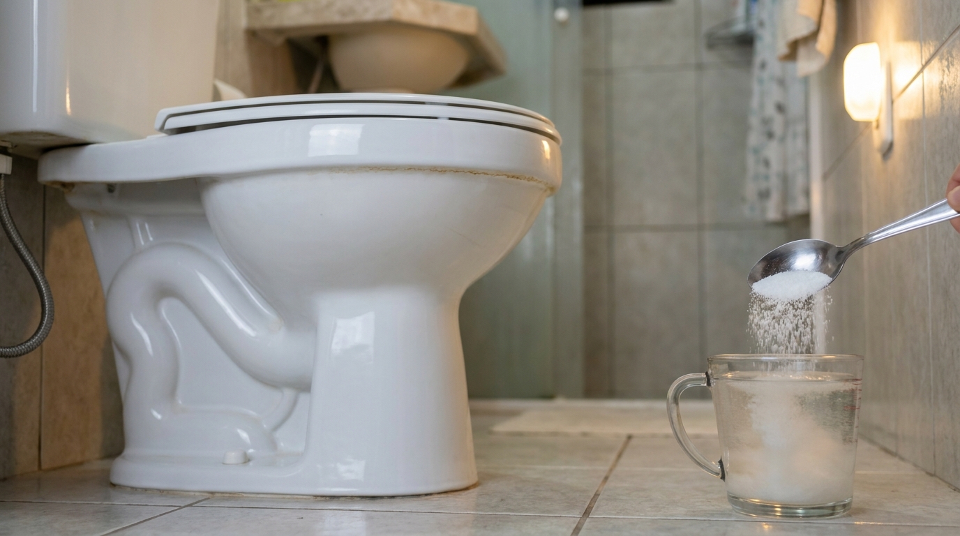 Coloque 3 colheres de sopa no banheiro à noite antes de dormir: de manhã o vaso sanitário estará brilhando e livre do calcário