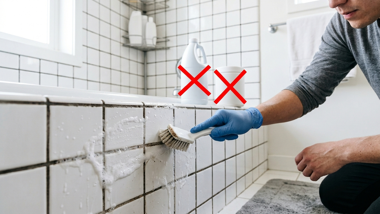 Sem água sanitária, nem cloro: a melhor forma de branquear o rejunte encardido do banheiro usando apenas vinagre de álcool e detergente neutro