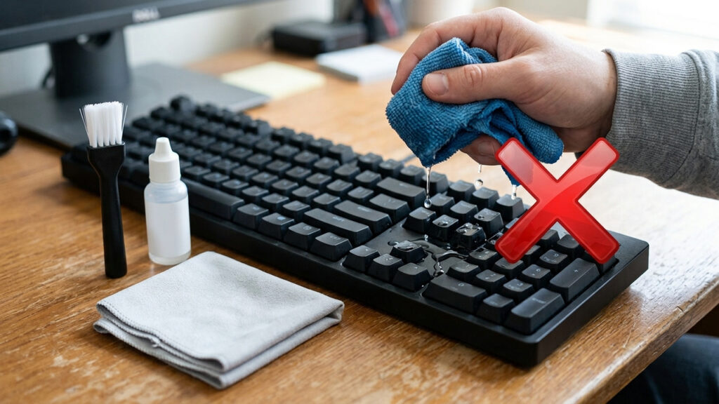 Sem usar panos, encharcados nem arriscar os circuitos: a melhor forma de limpar o teclado do computador usando álcool isopropílico e pincel