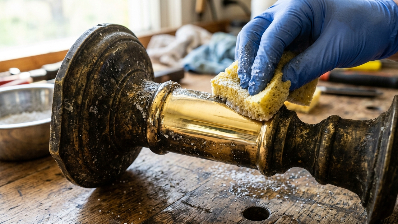 Misturar sal fino com vinagre branco: a solução limpadora caseira que devolve o brilho espelhado e remove a oxidação de peças de latão e cobre