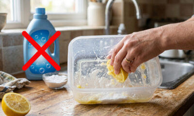 Sem detergentes caros, nem manchas: a melhor forma de tirar o cheiro forte de alho e gordura de potes plásticos usando bicarbonato com limão
