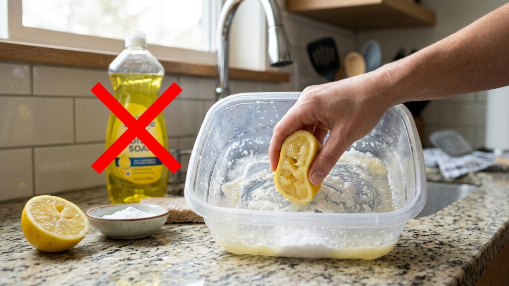 Sem detergentes caros, nem manchas: a melhor forma de tirar o cheiro forte de alho e gordura de potes plásticos usando bicarbonato com limão