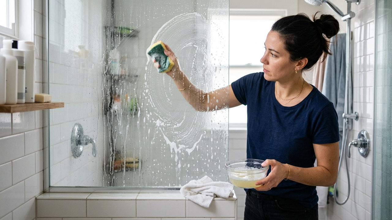 Sem esfregar com força, nem estragar o vidro: a melhor forma de dissolver a gordura corporal do box usando vinagre branco morno e detergente