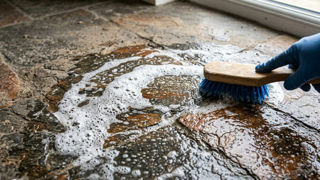 Misturar bicarbonato de sódio com essência de pinho na água: a receita simples que desencarde pisos rústicos e perfuma a casa o dia todo