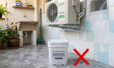 Especialistas em ar-condicionado recomendam que as pessoas guardem a água dos seus aparelhos: "É água destilada que pode ser usada no jardim ou em casa."