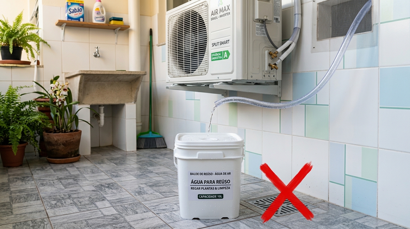 Especialistas em ar-condicionado recomendam que as pessoas guardem a água dos seus aparelhos: "É água destilada que pode ser usada no jardim ou em casa."