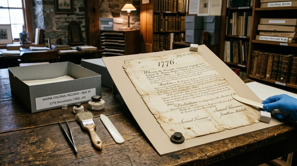 Manuscrito de 1776 é encontrado após séculos e revela um detalhe histórico que sobreviveu escondido no Maine