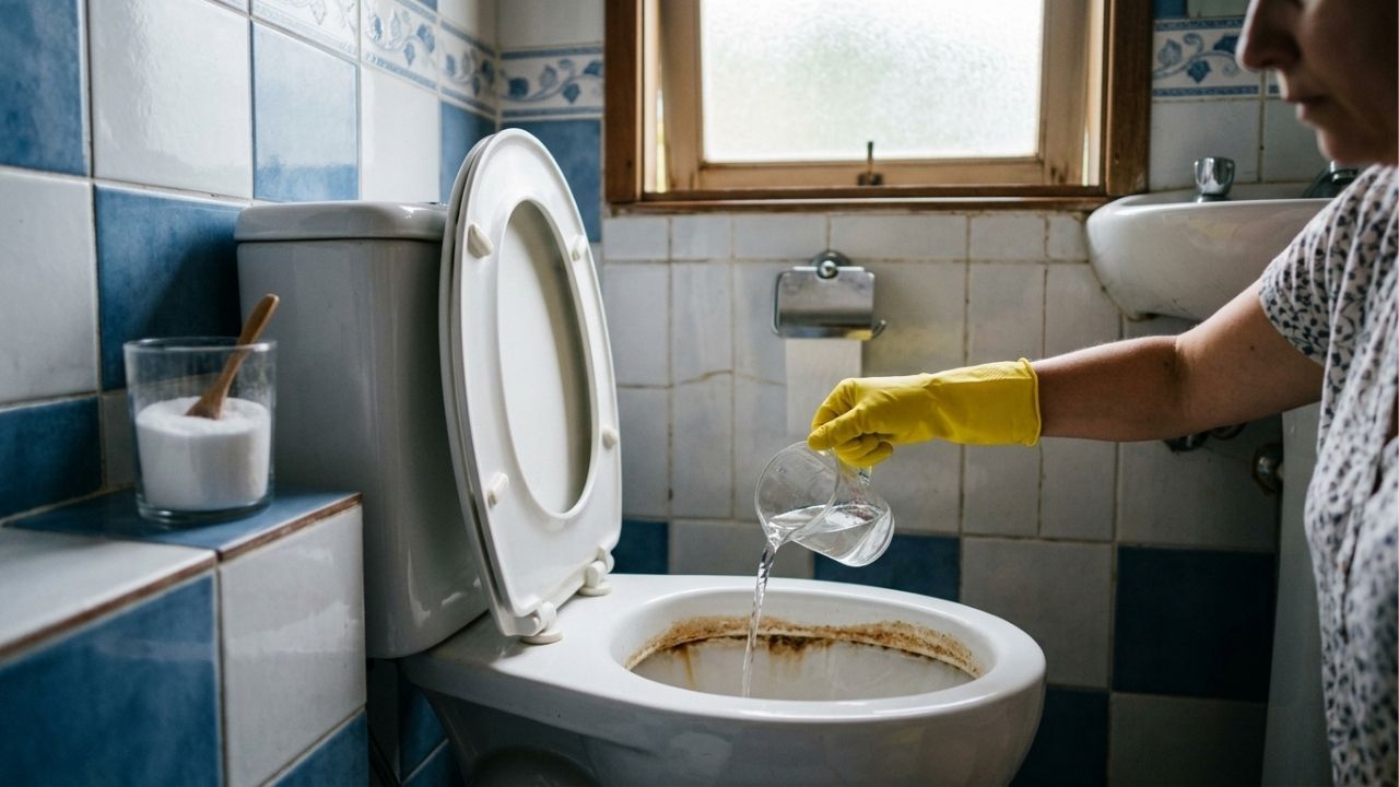 Coloque 3 colheres de sopa no vaso sanitário antes de dormir: pela manhã, ele estará brilhando e livre do calcário