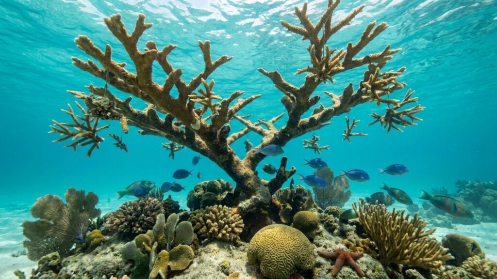 Por volta de 2000, um colecionador de peixes tropicais da Flórida pendurou fragmentos de coral resgatados em “árvores” submarinas, e o pequeno viveiro acabou virando uma rede de restauração de recifes