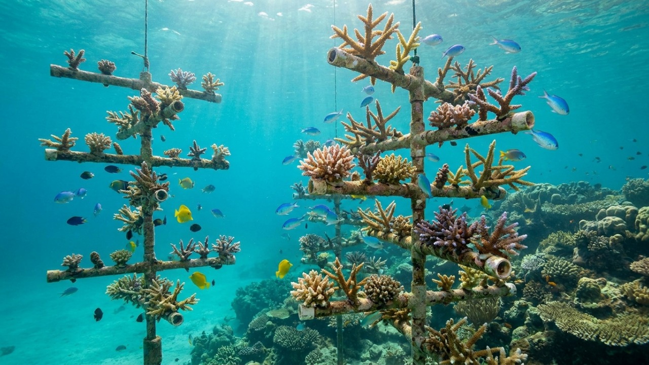 Por volta de 2000, um colecionador de peixes tropicais da Flórida pendurou fragmentos de coral resgatados em “árvores” submarinas, e o pequeno viveiro acabou virando uma rede de restauração de recifes