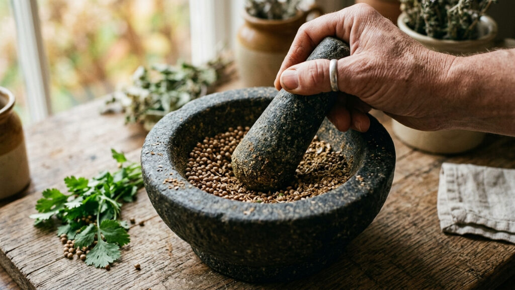 Chá frio de sementes de coentro amassadas nas plantas: para que serve o spray natural que afasta percevejos e pulgões vermelhos das roseiras