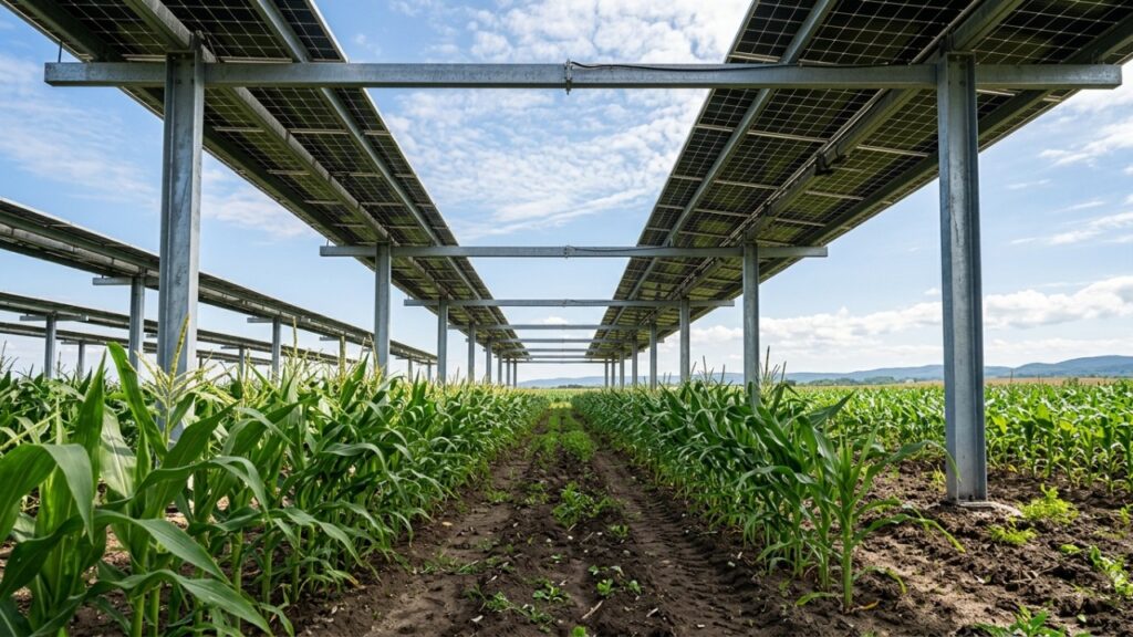 Agricultor colocou 832 painéis solares a 3 metros de altura sobre a lavoura e conseguiu manter cerca de 80% da colheita de milho enquanto também gerava energia