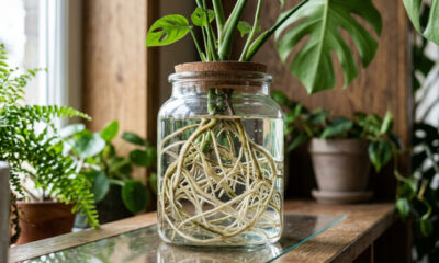 Como cultivar costela-de-adão apenas na água: o segredo de luminosidade para manter as folhas enormes e verdes em vasos de vidro decorativos