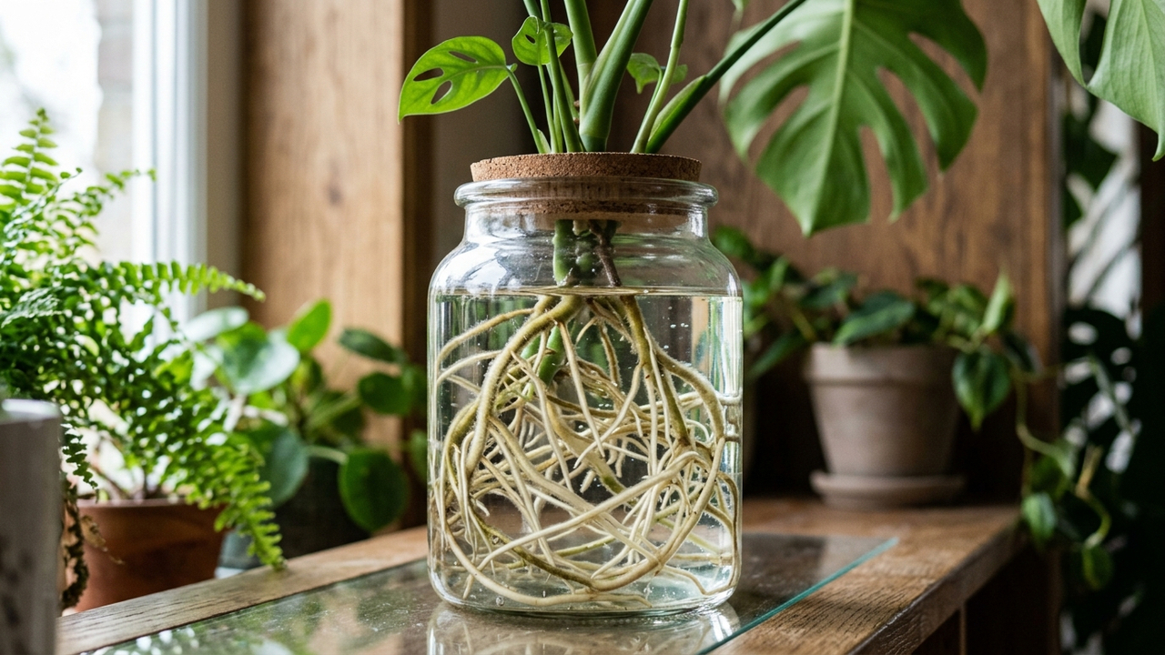 Como cultivar costela-de-adão apenas na água: o segredo de luminosidade para manter as folhas enormes e verdes em vasos de vidro decorativos