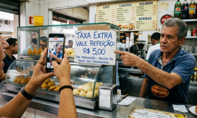 Lojista tenta cobrar taxa extra de R$ 5 para aceitar vale-refeição, cliente filma a exigência e Procon aplica multa de R$ 12 mil por abuso