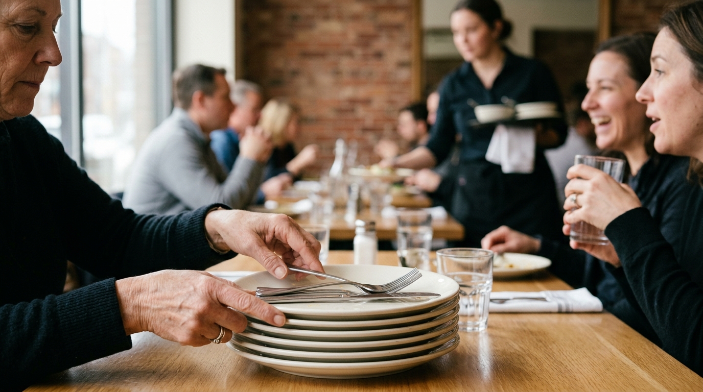 Segundo a psicologia, juntar os pratos no restaurante para ajudar o garçom a limpar a mesa não é só sinal de boa educação