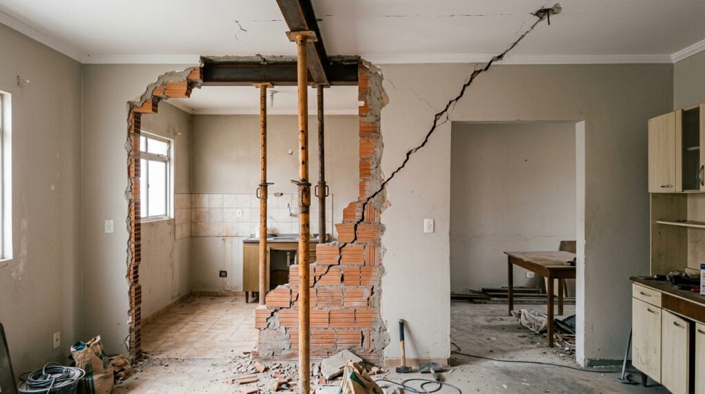 Mulher reforma o apartamento, derruba uma parede para integrar a sala com a cozinha e durante a obra descobre que colocou todo o prédio em perigo: aquela divisória era estrutural e sustentava o andar de cima