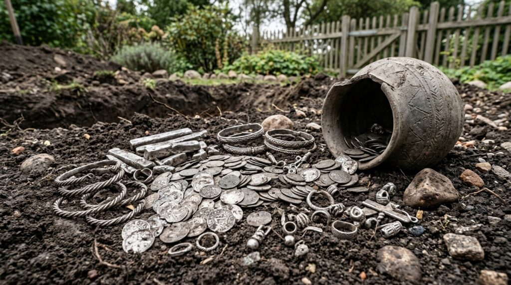 Morador cavava o jardim para construir um terraço quando encontrou 18,5 kg de prata viking