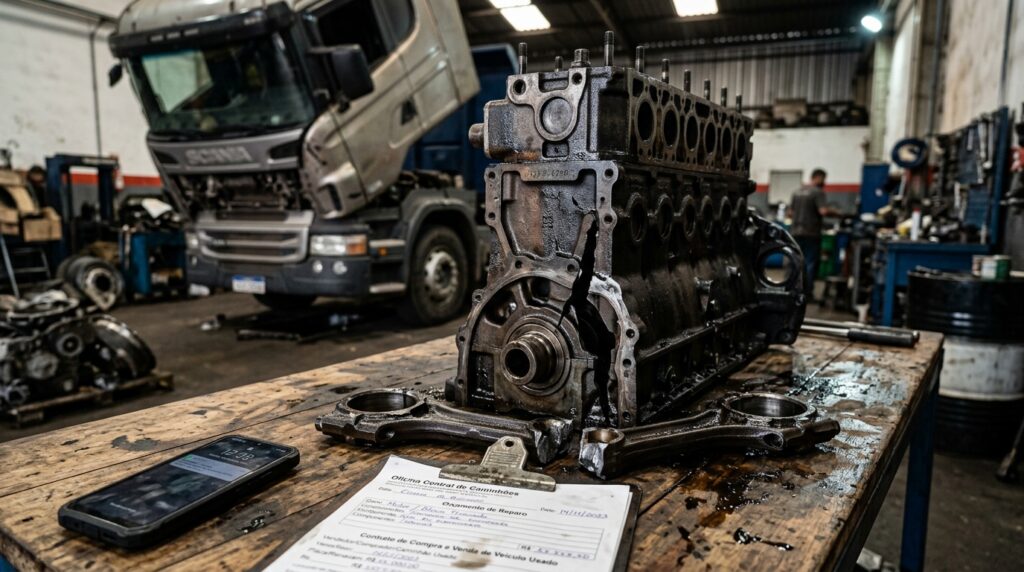 Caminhoneiro compra um truck usado por R$ 230 mil, financia em 60 vezes com parcela de R$ 5.400: no terceiro mês o motor funde na estrada, o conserto de R$ 28 mil come o lucro de três meses e ele precisa escolher entre pagar a parcela ou o mecânico