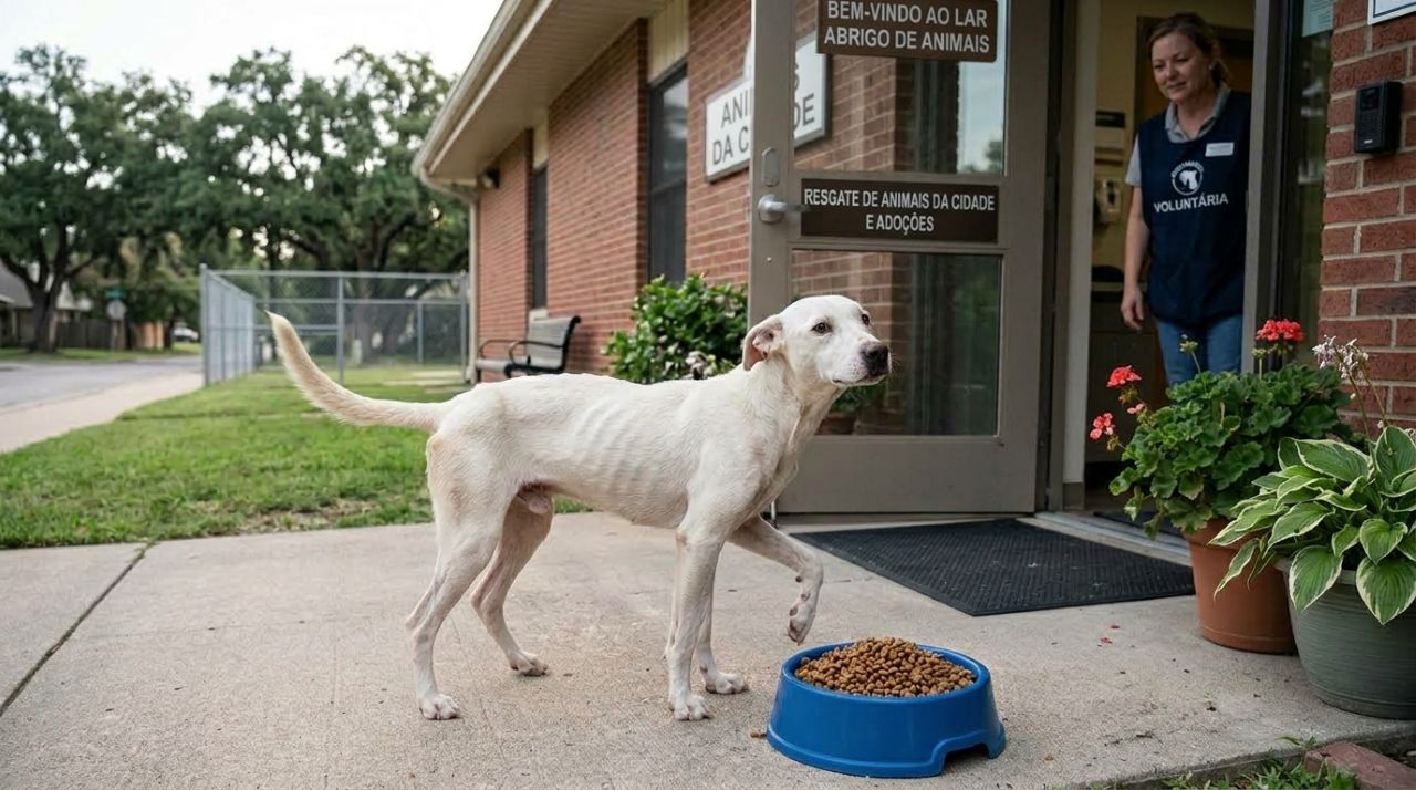 Cachorra encontrada pele e osso ainda corria para receber cada pessoa que aparecia, e sua reação comoveu os socorristas