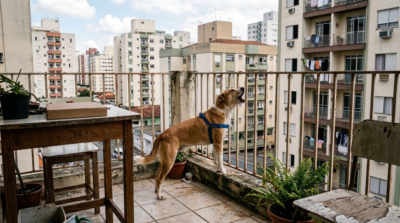 Cachorro late 4 horas por dia, o condomínio aplica R$ 2,4 mil em multas e o tutor descobre em que ponto o barulho vira infração e em que ponto vira maus-tratos