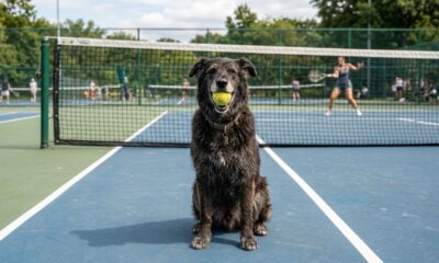 Cachorro vira-lata invade quadra de tênis de surpresa, conquista jogadores e público e acaba virando o mascote oficial do local