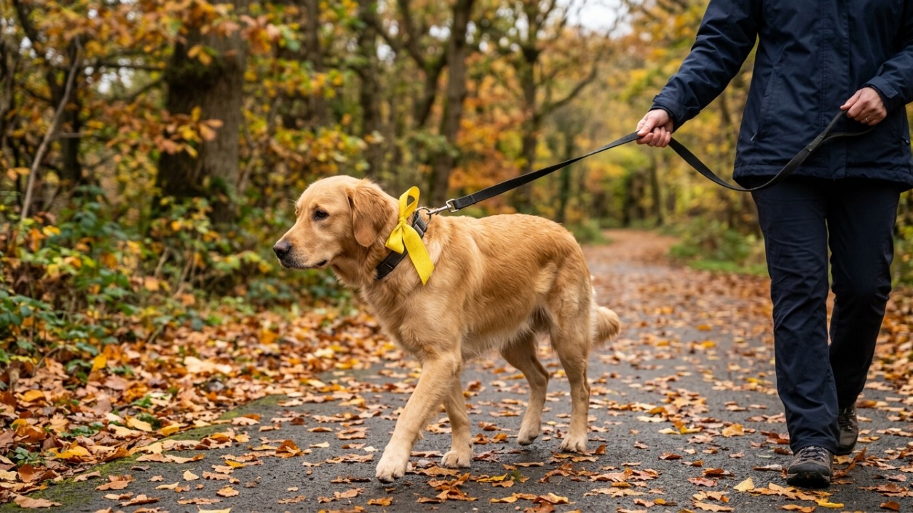 Fita amarela na coleira do cachorro: o que significa esse sinal e por que é importante dar espaço ao animal antes de se aproximar
