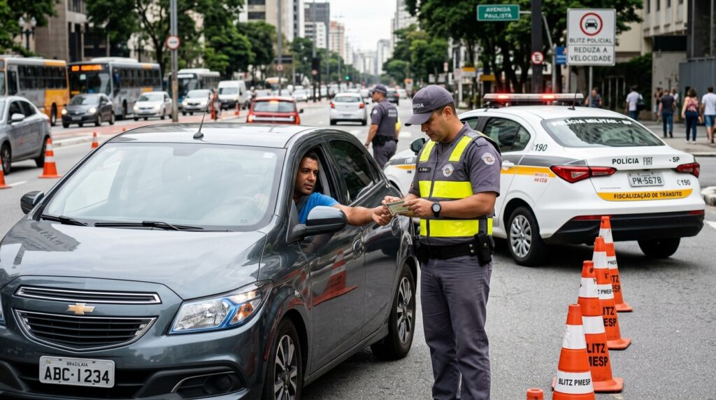 Motorista é parado em blitz, mostra a CNH vencida há poucos dias e acredita que o carro será apreendido, mas o agente explica o prazo de tolerância e o que realmente acontece nesse caso